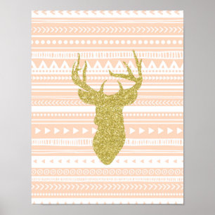 Pôster Peach Nursery Decor Deer Tribal
