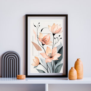 Poster Peach Petals & Lines Wall art