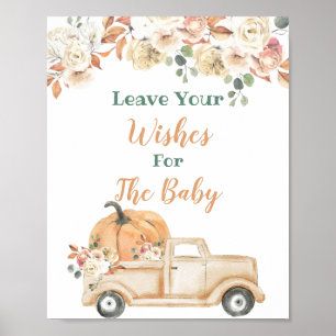 Poster Peach Pumpkin Rustic Truck Deseja Sinal de Bebê