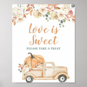 Poster Peach Pumpkin Rustic Truck Love is Sweet Sign