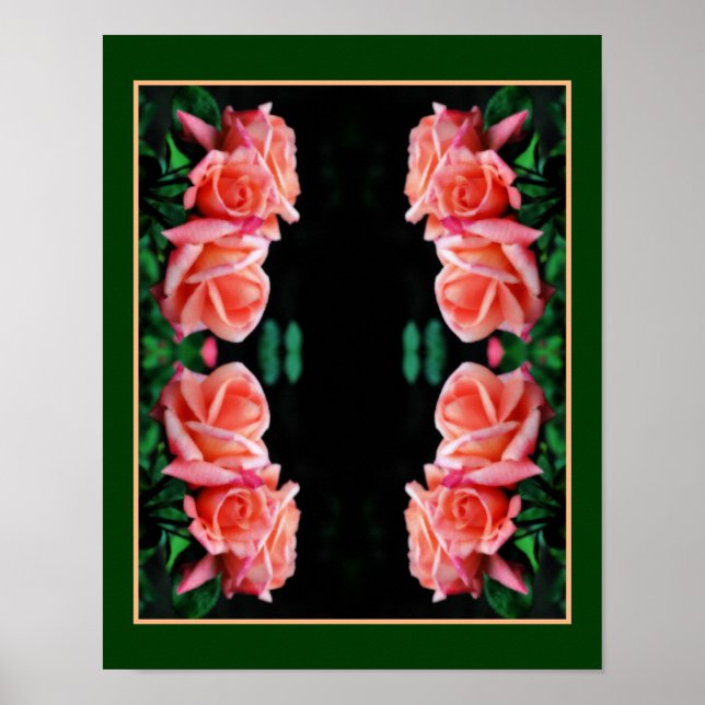 Poster Peach Rosa Trio Mirror Abstrato Floral (Frente)