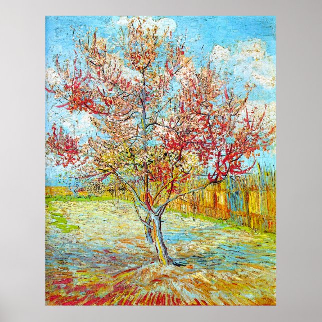 Pôster Peach Tree in Bloom em Arles, Van Gogh (Frente)