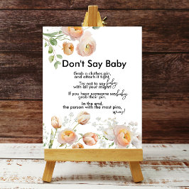 Poster Peach Tulip Blooms Shhh Don't say Baby Game
