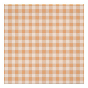 Pôster Peach White Checkered Gingham Patterno