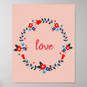 Poster Peachy Floral Love Wreath