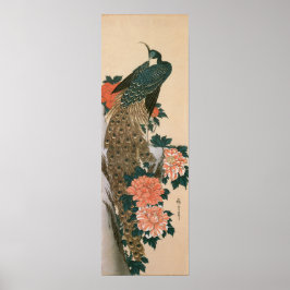Pôster Peacock and Peonies by Hiroshige, Arte Japonesa