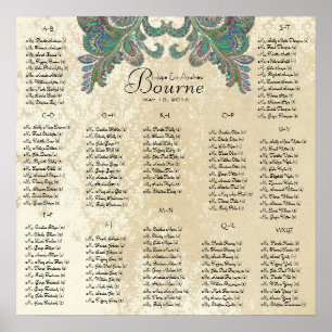 Pôster Peacock Colors - 100 to 150 guests - alphabetical