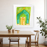 Poster Peacock Door Watercolor Jaipur City Palace Verde<br><div class="desc">Porta pacífica colorida de Rajasthan, Índia pintada por mim! Adicione seu próprio texto, altere a cor de fundo também. Selecione o tamanho do impressão usando o menu suspenso acima e você pode clicar no botão "editar design" para personalizar o trabalho de arte para ajustado de qualquer tamanho de papel. Adquira...</div>