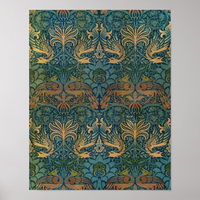 Poster Peacock e Dragon, 1878, por William Morris (Frente)