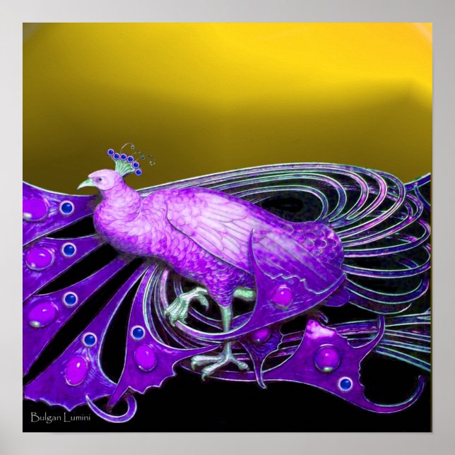 PÔSTER PEACOCK ELEGANTE NO AMARELO PURO (Frente)