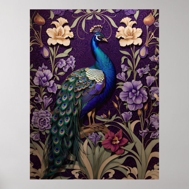 Poster Peacock Em Purple William Morris Inspirou (Frente)