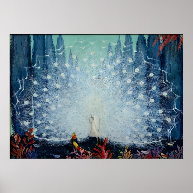 Poster Peacock exótico por jessie Arms Botton (Frente)