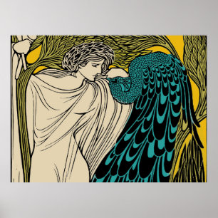 Poster Peacock Fine Art Bird Nouveau