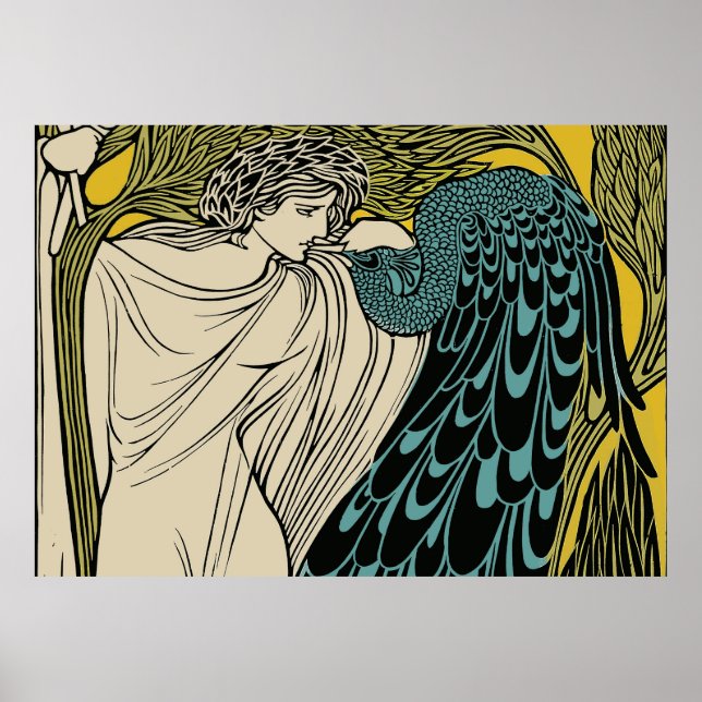 Poster Peacock Fine Art Bird Nouveau (Frente)