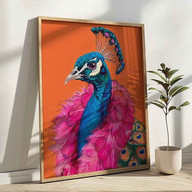 Poster Peacock in fur Animal Fashion Art Colorir (Criador carregado)