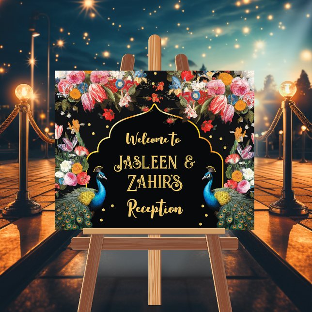 Poster Peacock Moody Floral Indian Welcome Reception (Criador carregado)
