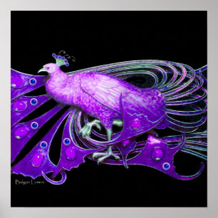 Pôster PEACOCK, preto violeta azul roxo