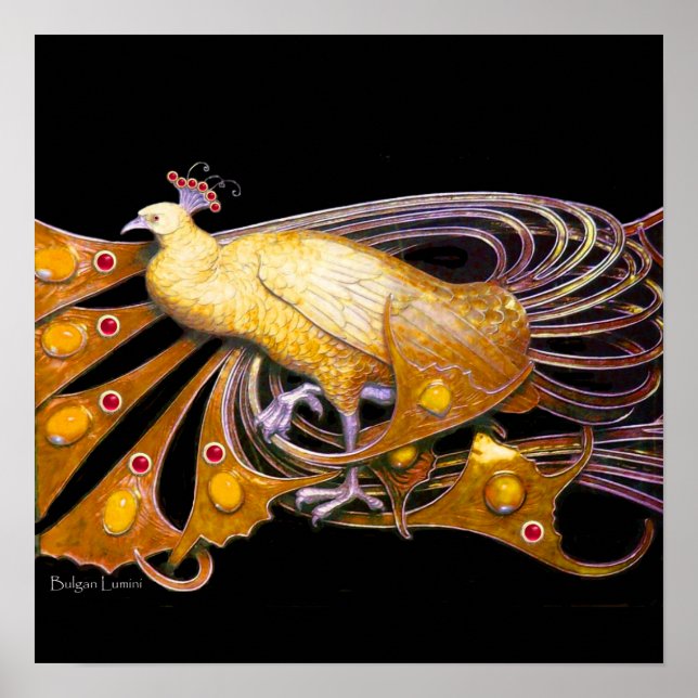 Pôster PEACOCK ,yellow red purple black (Frente)