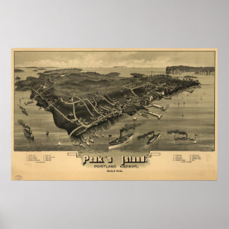 Poster Peak's Island Maine 1886 Antique Panoramic Map