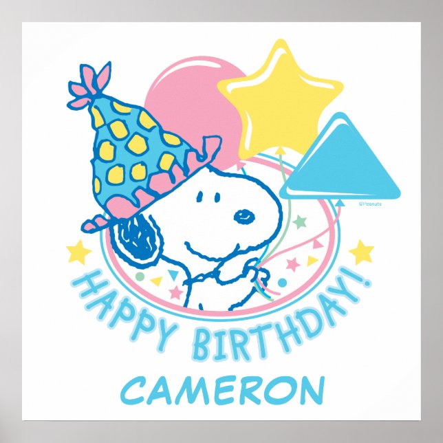 Poster PEANUTS | Balões de Aniversário Felizes de Snoopy (Frente)