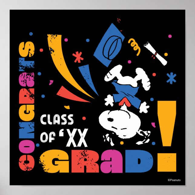 Poster Peanuts Snoopy Congrats Grad Graduation Confetti (Frente)