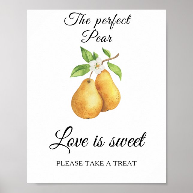 Poster Pear bridal shower Love is sweet take a treat (Frente)