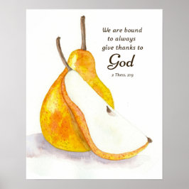 Poster Pear Fresh Fruit Kitchen Scripture Give Thanks