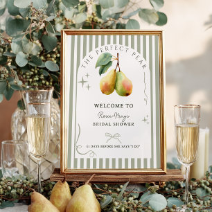 Poster Pear Retro Retro Antigo Chá de panela Bem-vindo