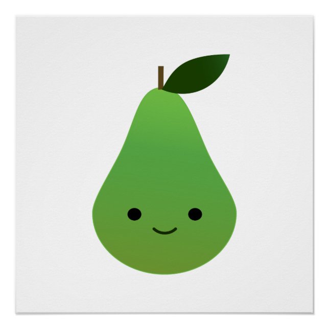 Pôster Pear Sorridente de Kawaii Cute (Frente)