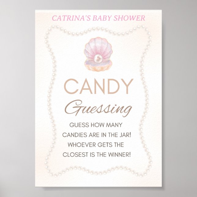 Poster Pearl Baby Shower Game Sign (Frente)