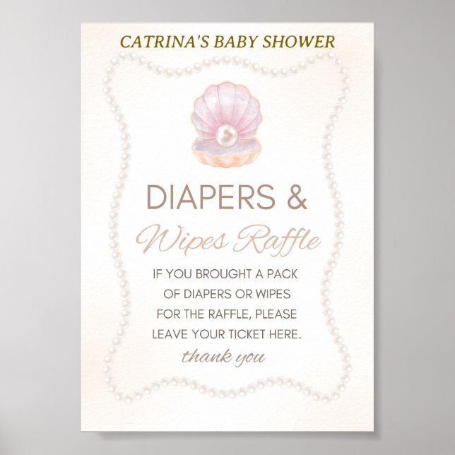 Poster Pearl Baby Shower Game Sign (Frente)