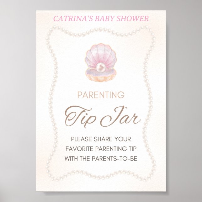 Poster Pearl Baby Shower Game Sign (Frente)