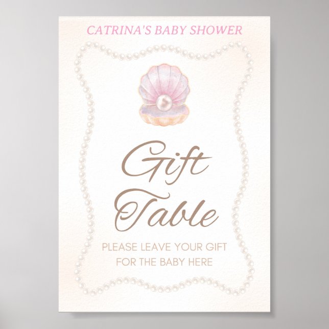 Poster Pearl Baby Shower Game Sign (Frente)