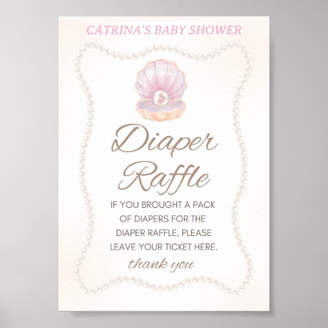 Poster Pearl Baby Shower Game Sign (Frente)