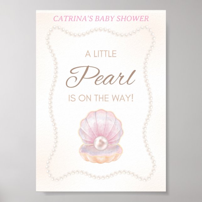 Poster Pearl Baby Shower Game Sign (Frente)