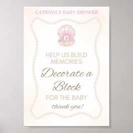 Poster Pearl Baby Shower Game Sign