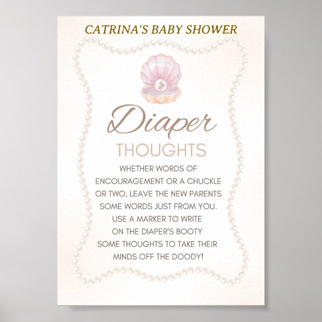 Poster Pearl Baby Shower Game Sign (Frente)