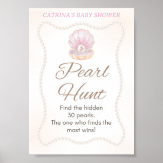 Poster Pearl Baby Shower Game Sign