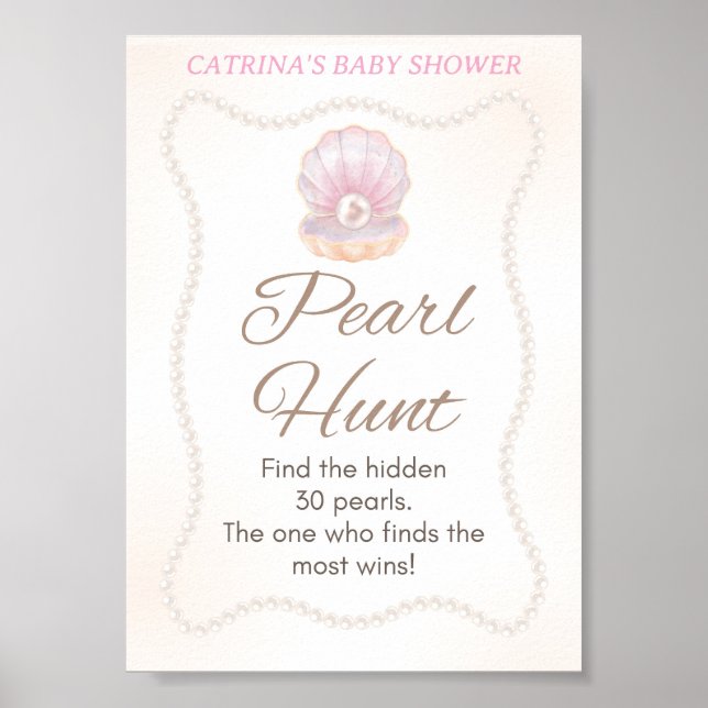 Poster Pearl Baby Shower Game Sign (Frente)