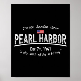 Poster Pearl Harbor Memorial Day Hawaii Usa Flag Day Of