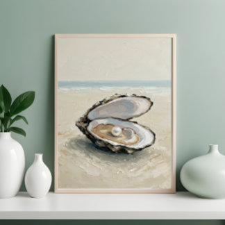 Pôster Pearl in Oyster by the Sea – Coastal Serenity Pain