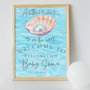 Poster Pearl On Way Seashell Chá de fraldas Welcome