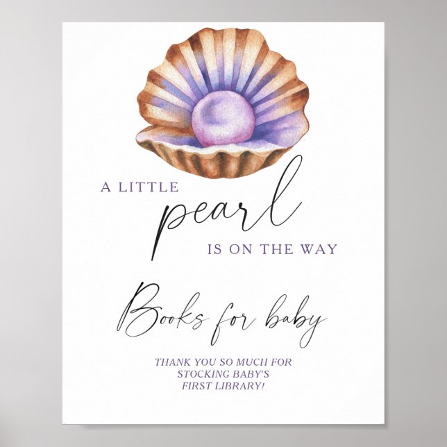 Poster Pearl Under the Sea Baby shower books for baby (Frente)