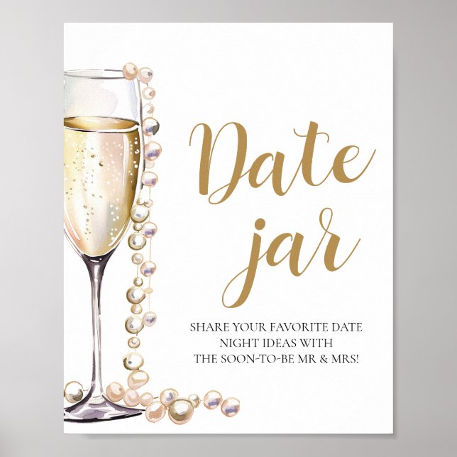 Poster Pearls and Prosecco Date Ideias Noturnas Data Jar  (Frente)