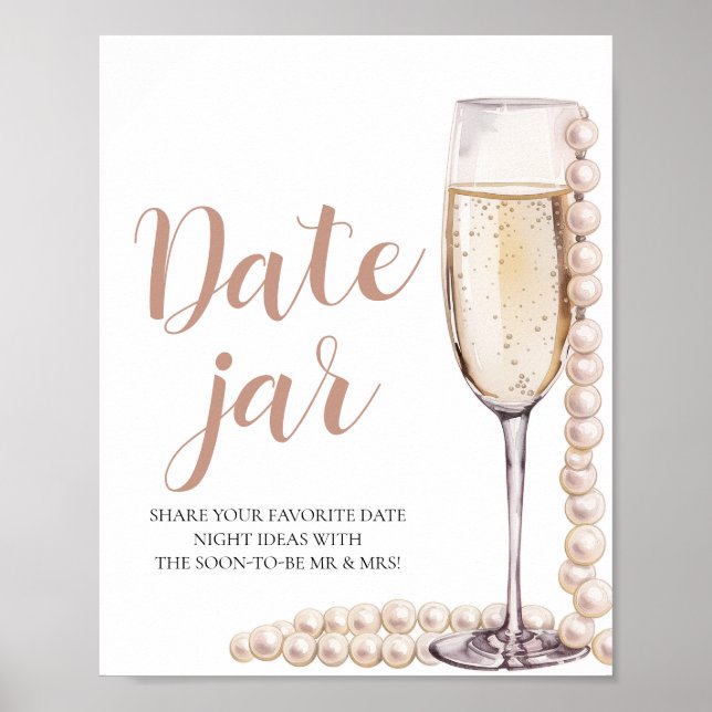 Poster Pearls and Prosecco Date Ideias Noturnas Data Jar  (Frente)