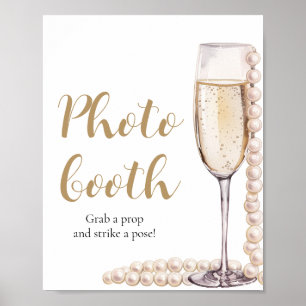 Poster Pearls Dourados Elegantes e Sinal de Foto Prosecco