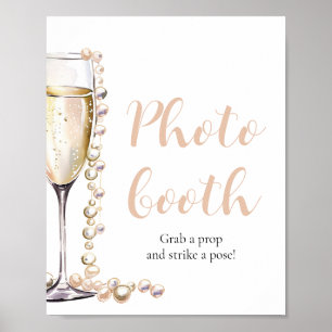 Poster Pearls Dourados Elegantes e Sinal de Foto Prosecco