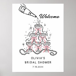 Poster Pearls & Prosecco Chá de panela - Sinal de Boas-vi