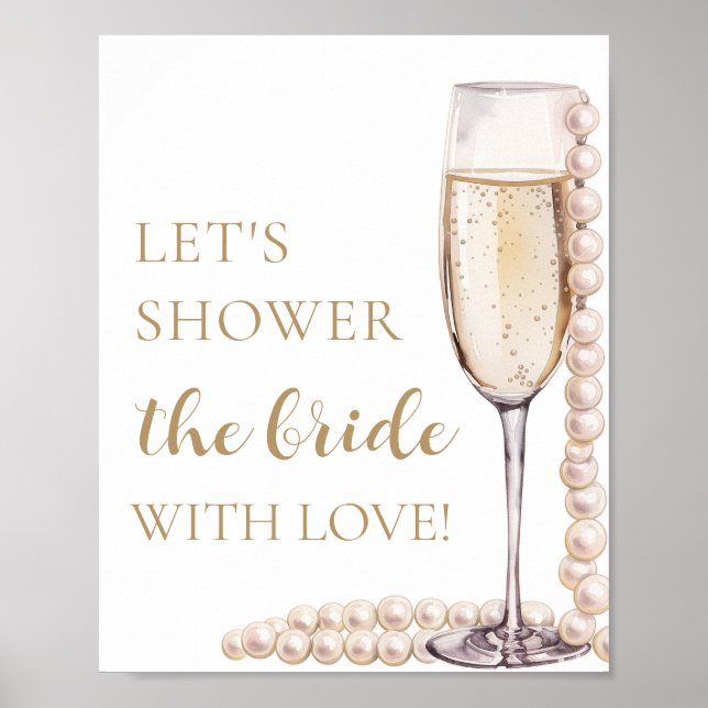Poster Pearls Prosecco Vamos A Noiva Com Amor (Frente)