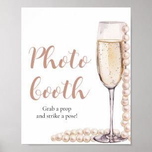 Poster Pearls Rosa Elegantes e Sinal de Booth de Fotograf